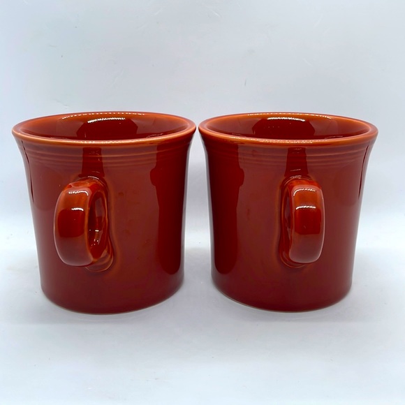 Fiesta Ring Handled Coffee Cups, Set of Two. Paprika (Dark Orange, Rust). - Picture 2 of 6